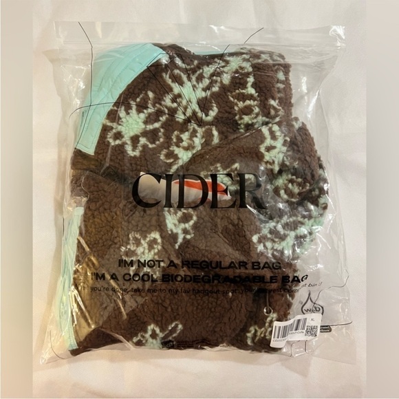 Brown cropped faux fur fleecy xl vest womens cider NWT turquoise front pockets - Picture 8 of 12